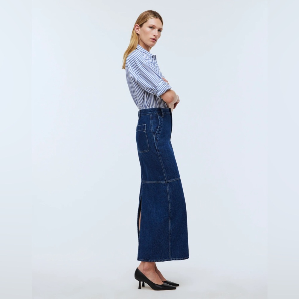 Madewell Denim Carpenter Maxi Skirt in Handlon Wash